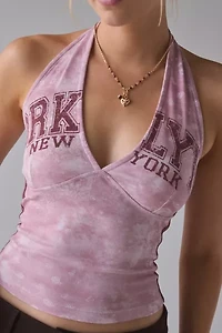 Brooklyn NYC Graphic Washed Knit Halter Top