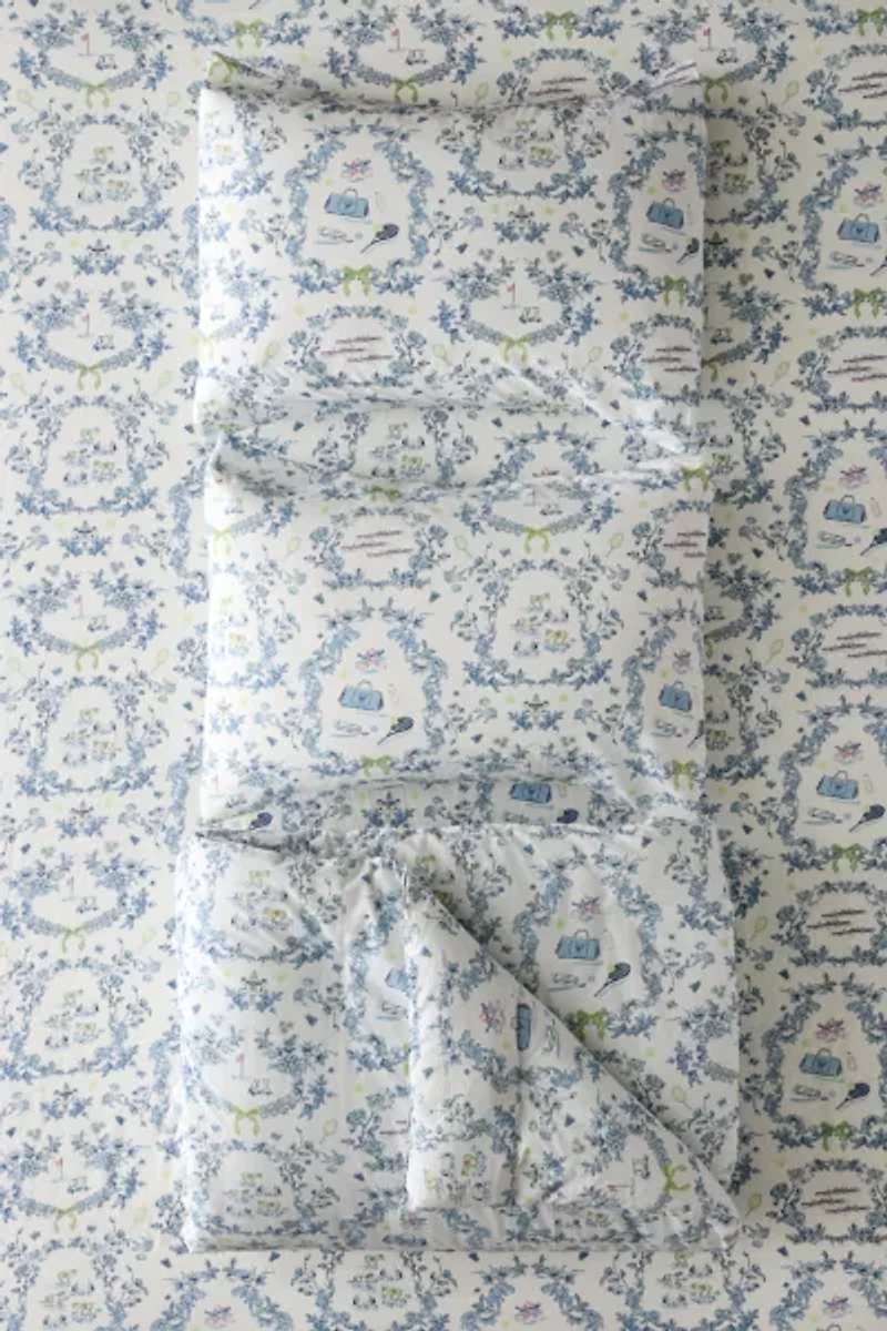 Preppy Toile Patterned Comforter Set