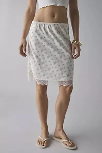 Kimchi Blue Addy Lace Trim Satin Slip Midi Skirt