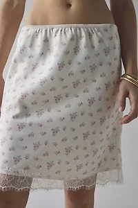 Kimchi Blue Addy Lace Trim Satin Slip Midi Skirt