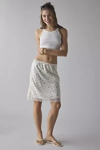 Kimchi Blue Addy Lace Trim Satin Slip Midi Skirt