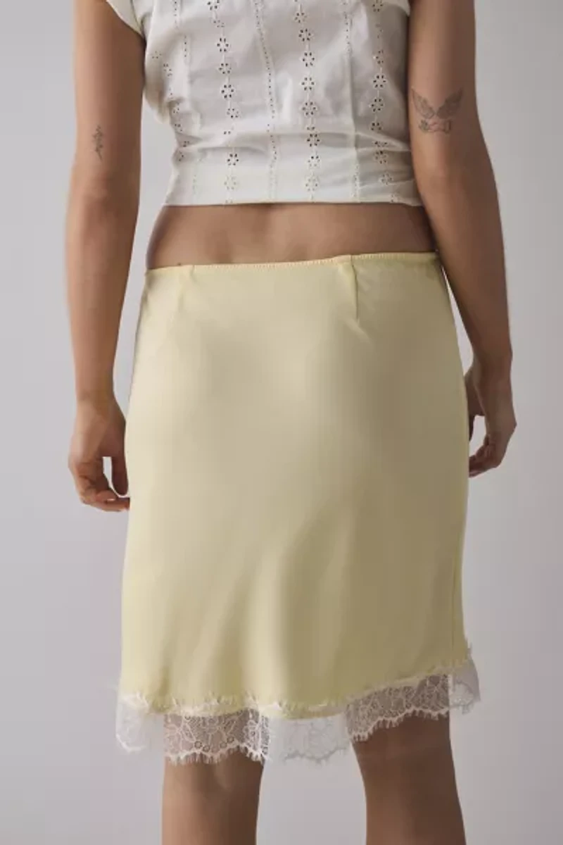 Kimchi Blue Addy Lace Trim Satin Slip Midi Skirt