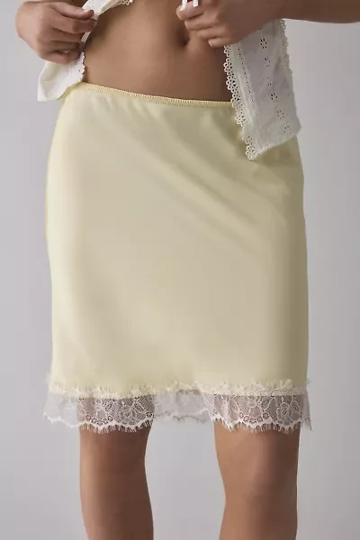 Kimchi Blue Addy Lace Trim Satin Slip Midi Skirt