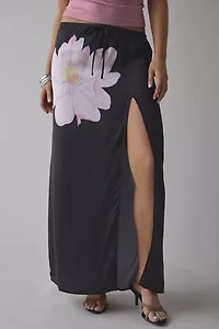 Kimchi Blue Evie Bold Floral Satin Slip Maxi Skirt