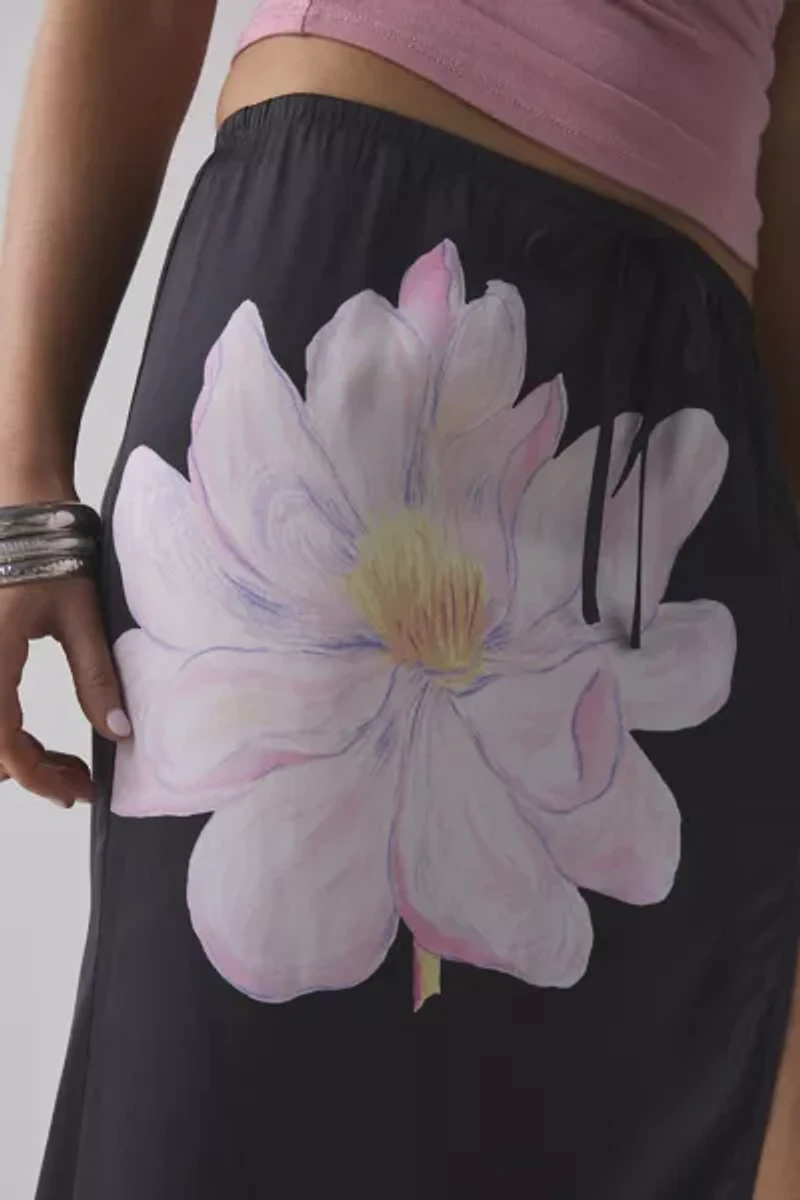 Kimchi Blue Evie Bold Floral Satin Slip Maxi Skirt