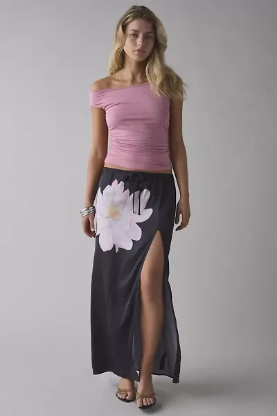 Kimchi Blue Evie Bold Floral Satin Slip Maxi Skirt