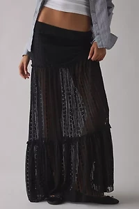 Kimchi Blue Gianna Yoked Semi-Sheer Lace Pleated Maxi Skirt
