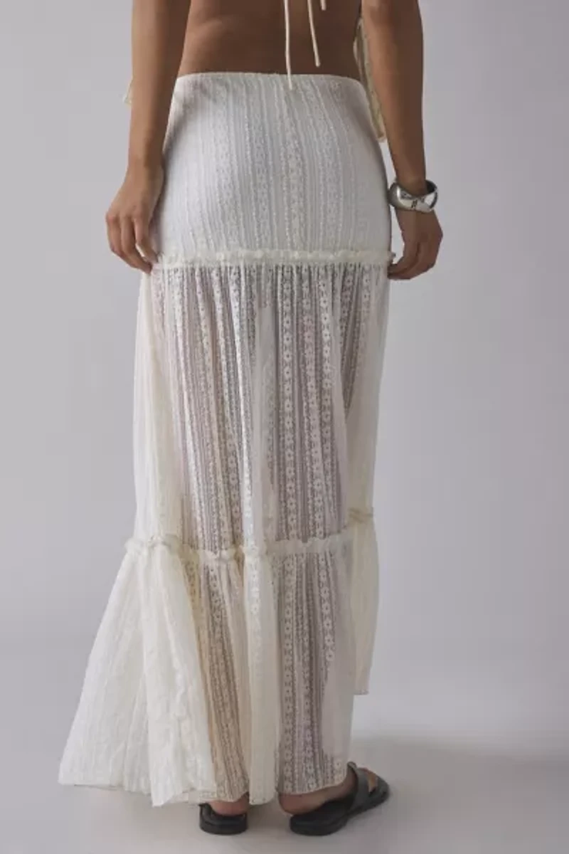 Kimchi Blue Gianna Yoked Semi-Sheer Lace Pleated Maxi Skirt