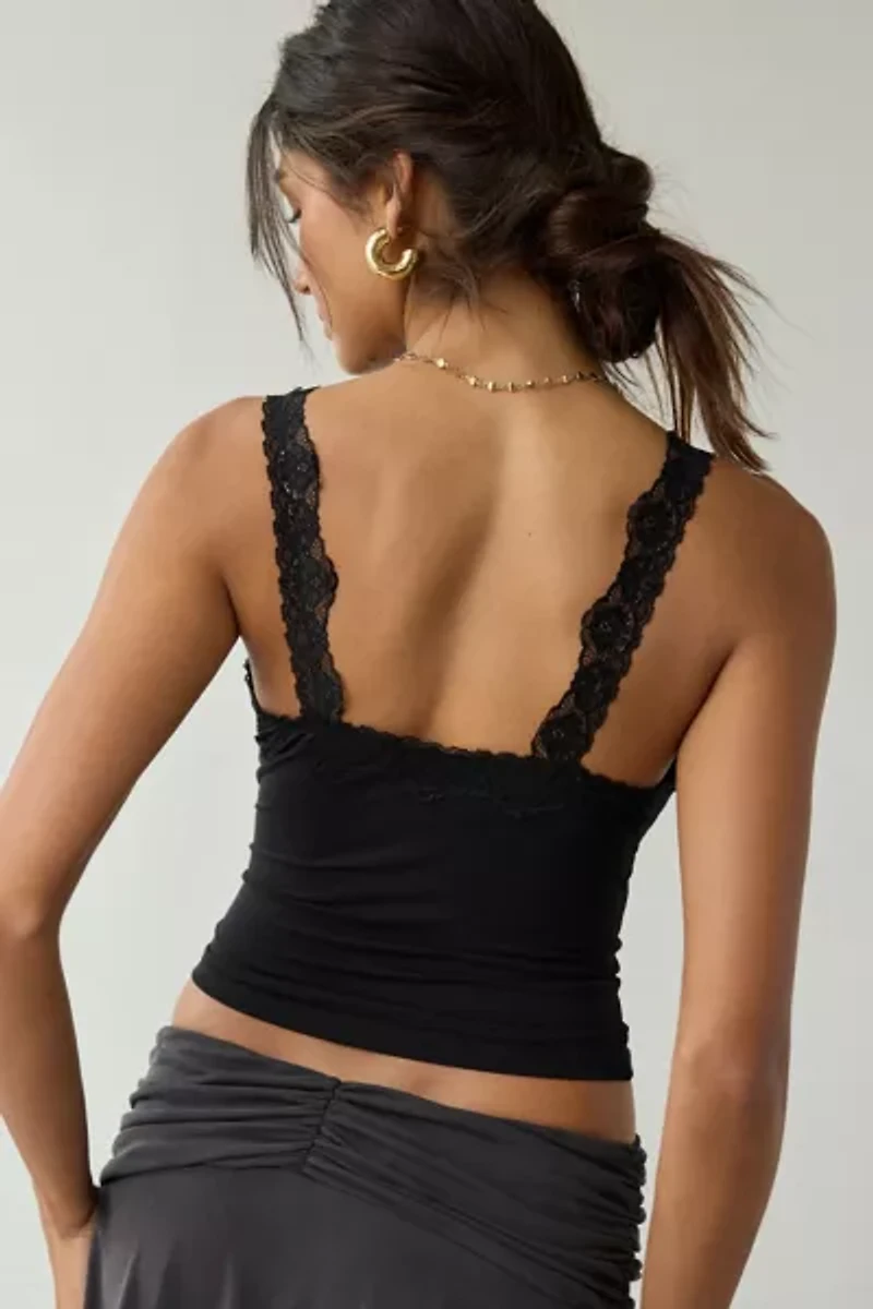 Out From Under Lace Trim Soft Touch Cropped Cami