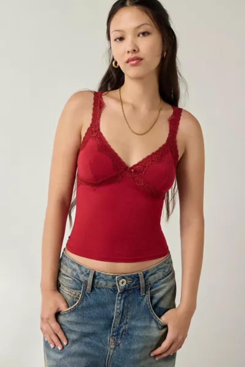 Out From Under Lace Trim Soft Touch Cropped Cami