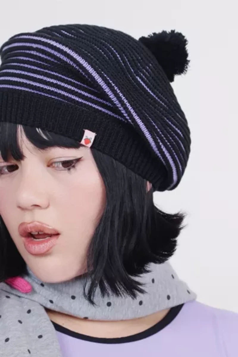 Strawberry Western Knit Beret Beanie
