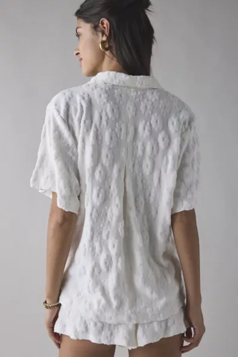 Out From Under Pickin’ Daisies Terry Knit Short Sleeve Button-Down Shirt