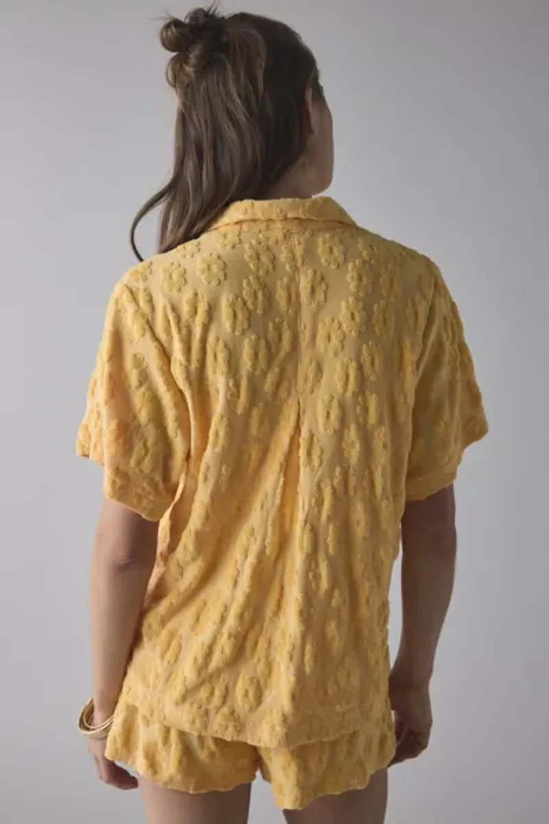 Out From Under Pickin’ Daisies Terry Knit Short Sleeve Button-Down Shirt