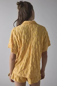 Out From Under Pickin’ Daisies Terry Knit Short Sleeve Button-Down Shirt