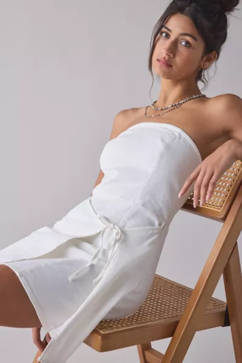 BDG Paige Strapless Wrap Mini Dress