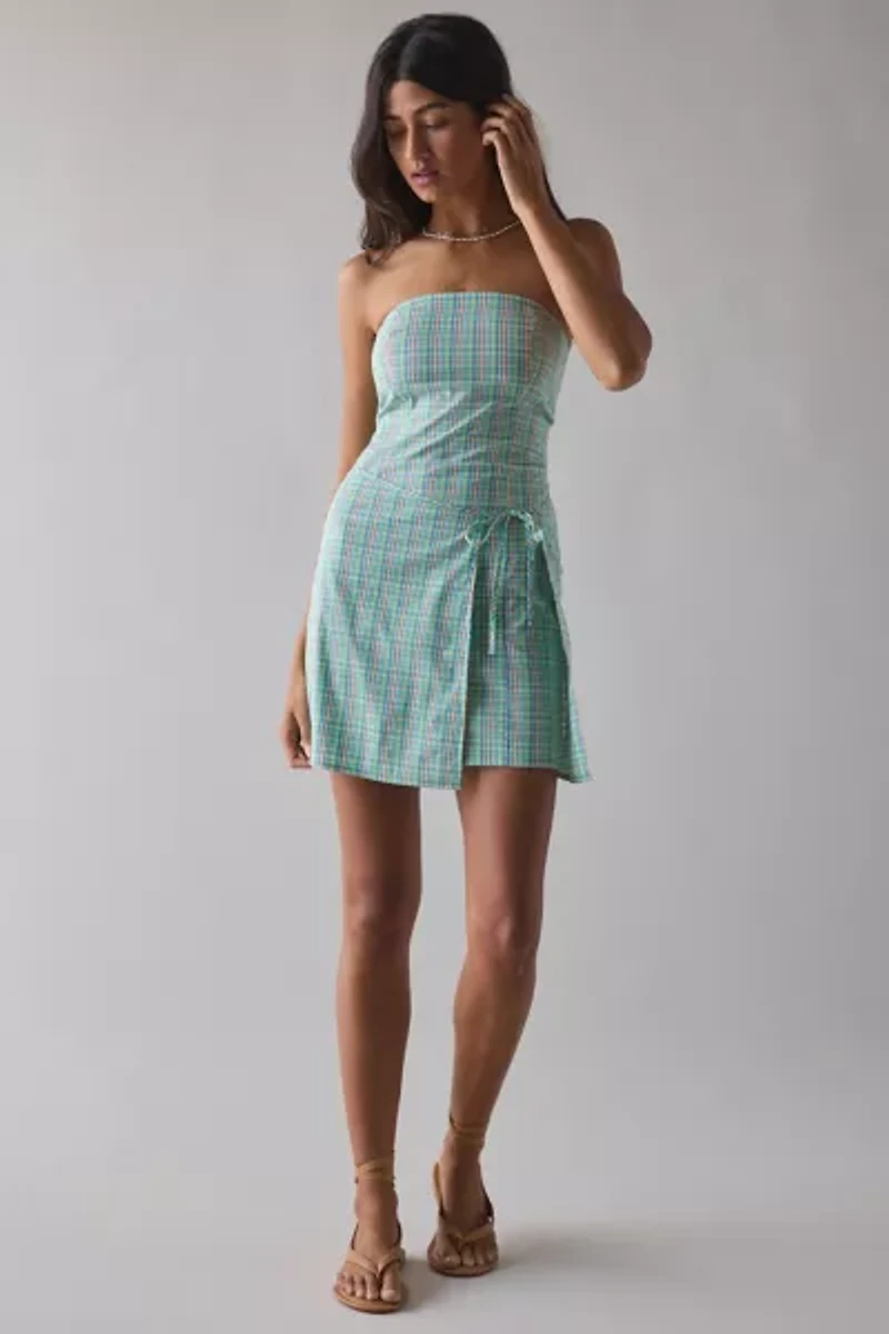 BDG Paige Strapless Wrap Mini Dress