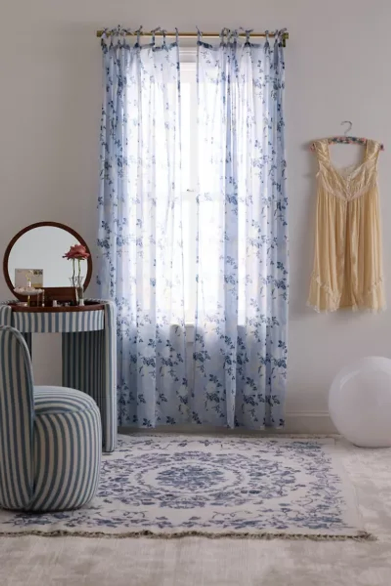 Juliette Floral Bow Tie-Top Window Panel