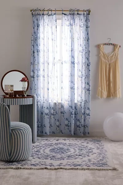 Juliette Floral Bow Tie-Top Window Panel