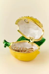 Lemon Enameled Lidded Trinket Box