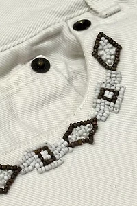 Vintage 1990’s Chaps Beaded Pocket White Denim Jeans