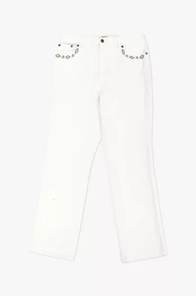 Vintage 1990’s Chaps Beaded Pocket White Denim Jeans