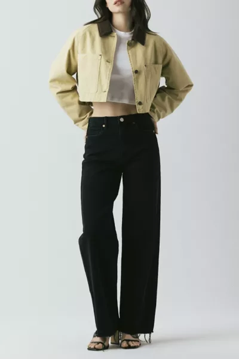 BLANKNYC Breaking Camp Cotton Twill Cropped Barn Jacket