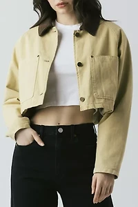 BLANKNYC Breaking Camp Cotton Twill Cropped Barn Jacket