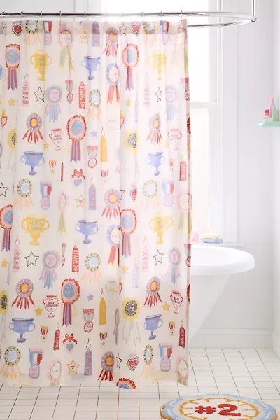 Silly Awards Patterned Shower Curtain