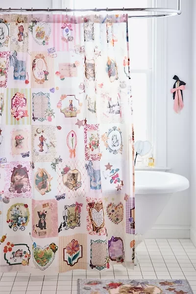 Thara Stamp Patterned Shower Curtain