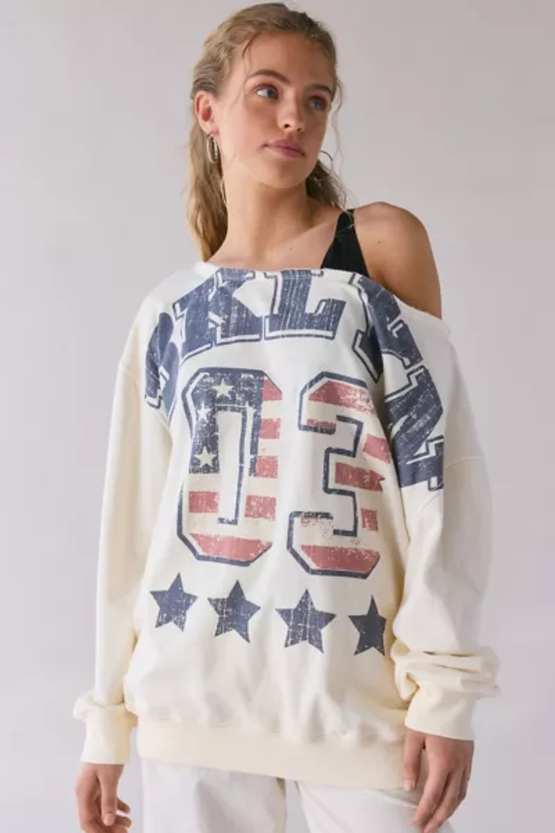 BDG Jessa Brooklyn Graphic Off-The-Shoulder Pullover