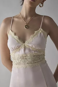 Kimchi Blue Dipped Lace Satin Slip Midi Dress