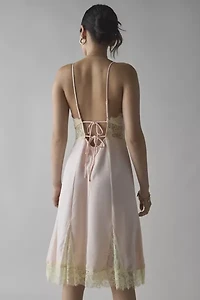 Kimchi Blue Dipped Lace Satin Slip Midi Dress