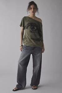 BDG Courtney Eye Graphic Off-The-Shoulder Oversized Tee