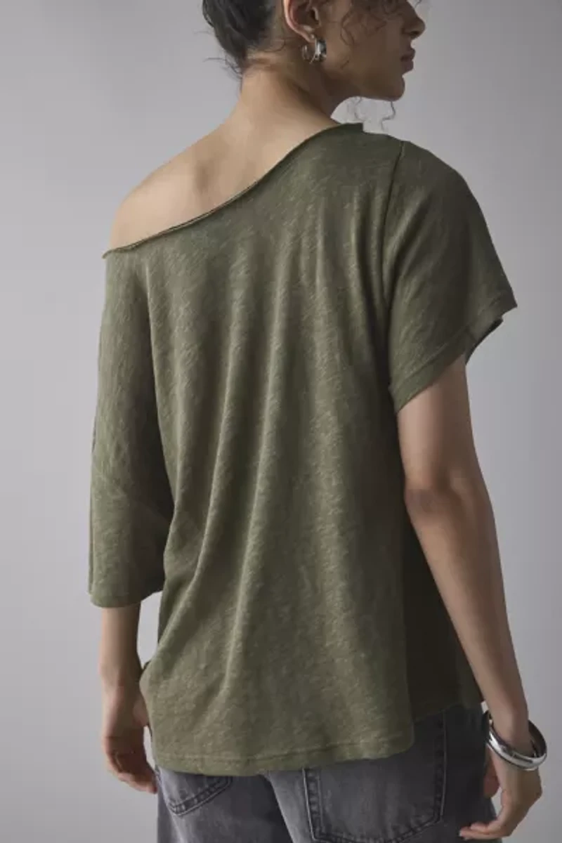 BDG Courtney Eye Graphic Off-The-Shoulder Oversized Tee