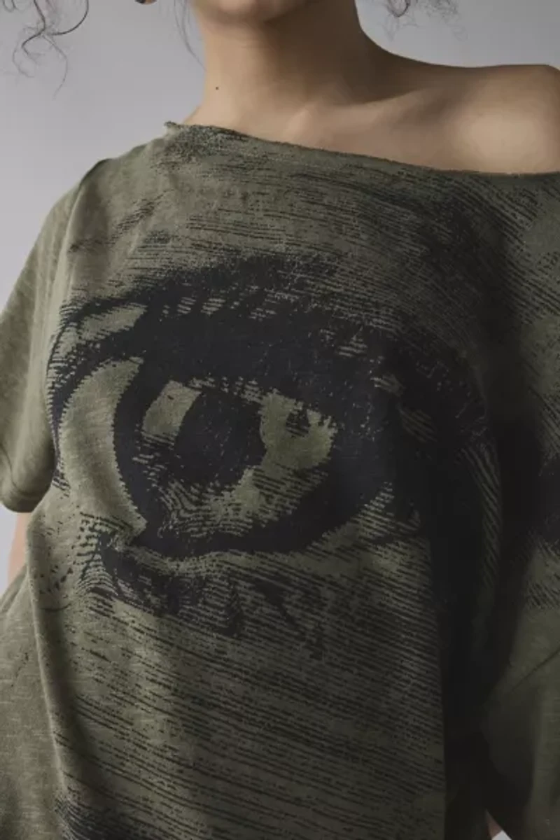 BDG Courtney Eye Graphic Off-The-Shoulder Oversized Tee