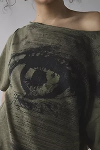 BDG Courtney Eye Graphic Off-The-Shoulder Oversized Tee