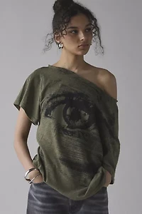 BDG Courtney Eye Graphic Off-The-Shoulder Oversized Tee