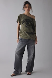 BDG Courtney Eye Graphic Off-The-Shoulder Oversized Tee
