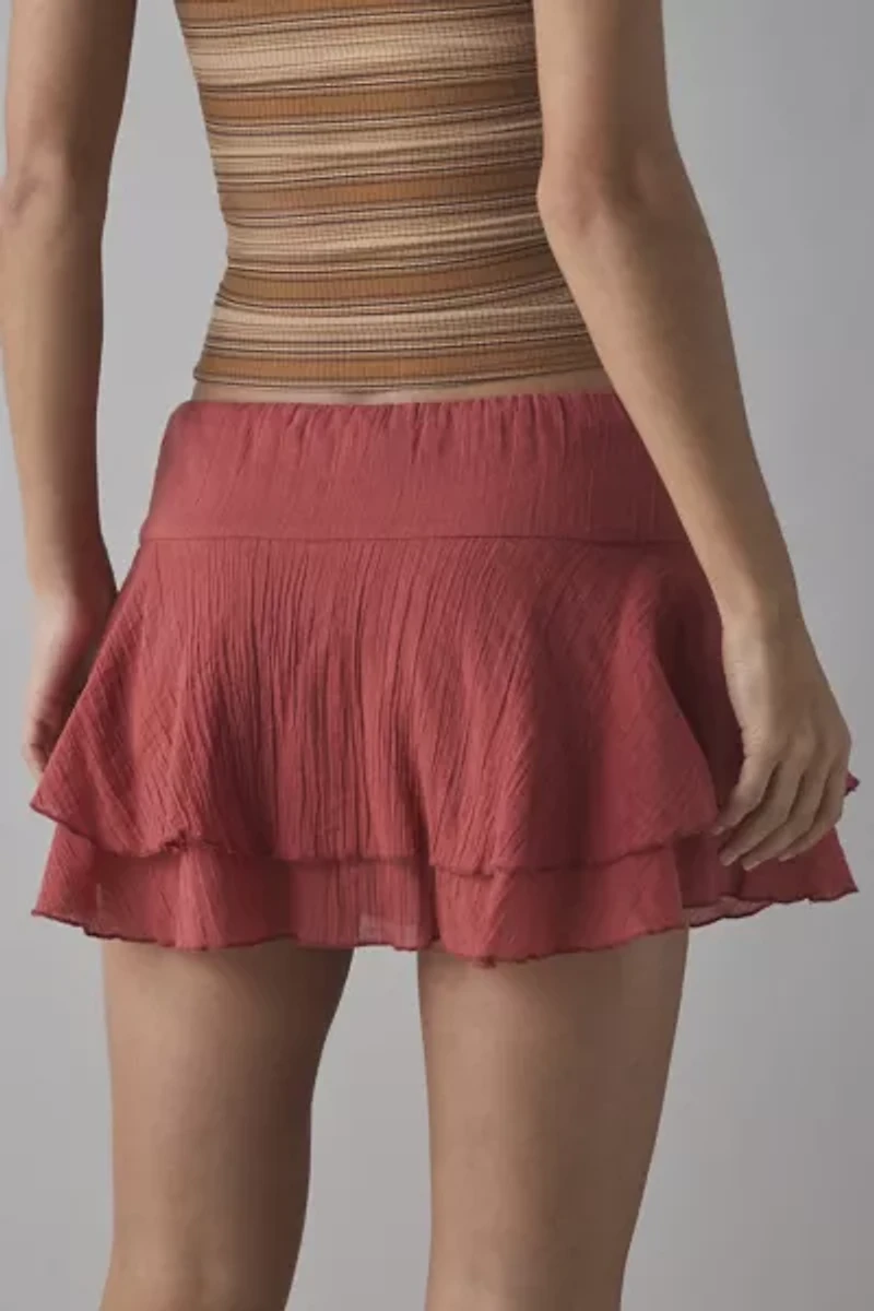 Kimchi Blue Ivy Tiered Ruffle Low-Rise Mini Skort