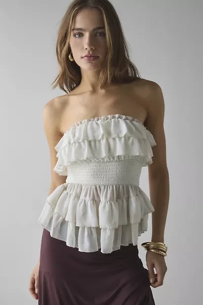 Kimchi Blue Connie Tiered Ruffle Babydoll Tube Top