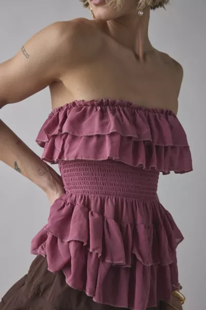 Kimchi Blue Connie Tiered Ruffle Babydoll Tube Top