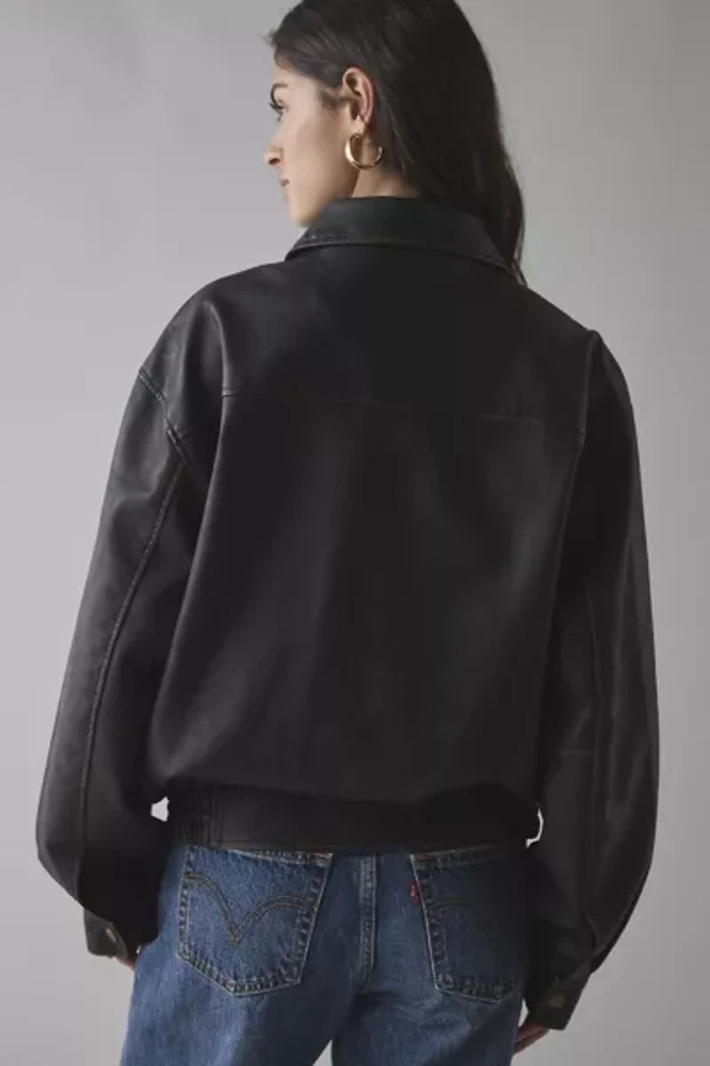 BDG Billie Faux Leather Oversized Bomber Jacket