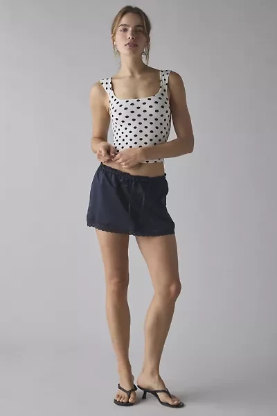 Kimchi Blue Rea Lace-Trim Satin Micro Mini Skirt