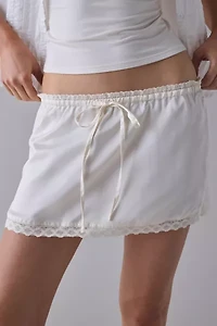 Kimchi Blue Rea Lace-Trim Satin Micro Mini Skirt