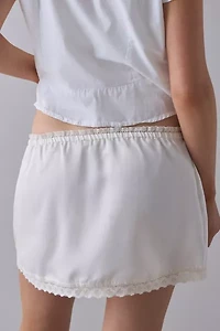 Kimchi Blue Rea Lace-Trim Satin Micro Mini Skirt