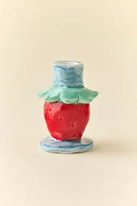 Strawberry Shape Ceramic Taper Candle Holder