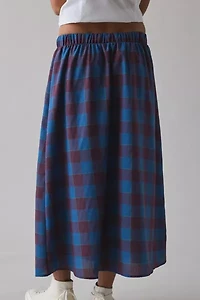 ReMADE By UO Remnants Plaid Drawstring Maxi Skirt