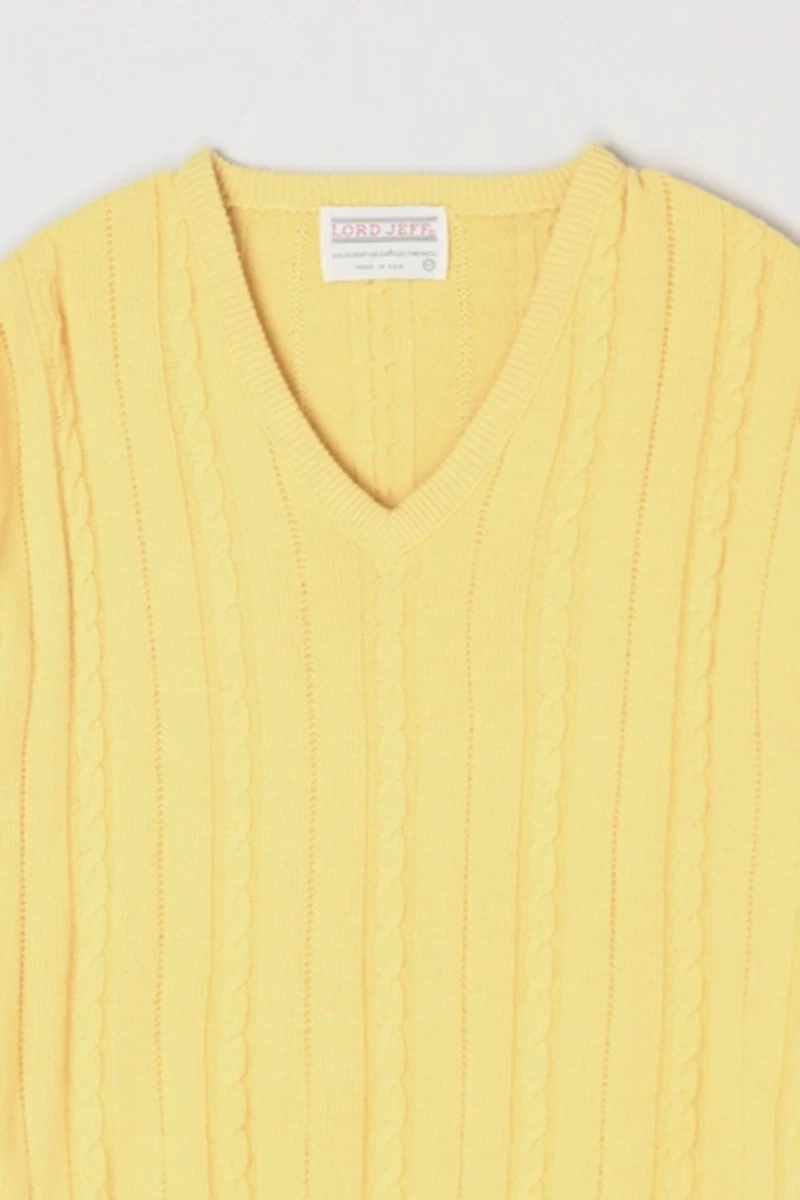 Vintage 1960s Light Yellow Cable Knit Sweater