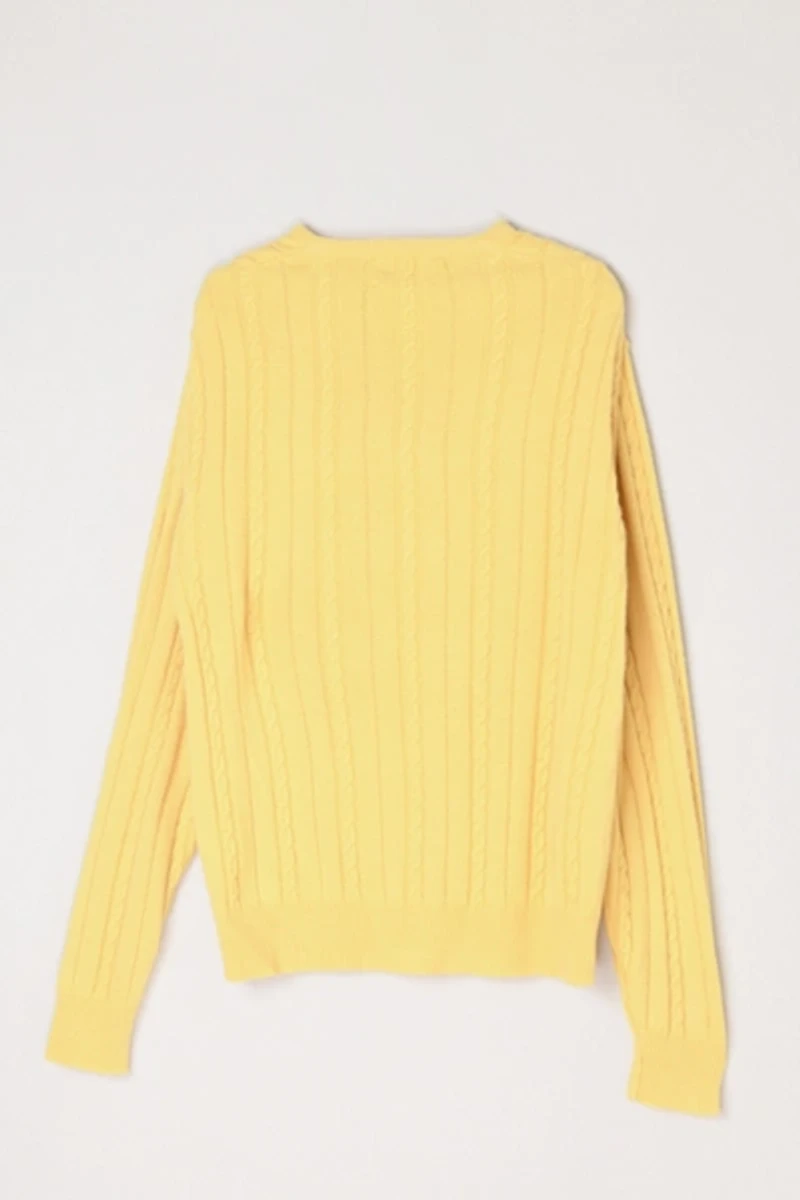 Vintage 1960s Light Yellow Cable Knit Sweater