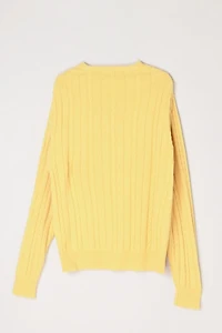 Vintage 1960s Light Yellow Cable Knit Sweater